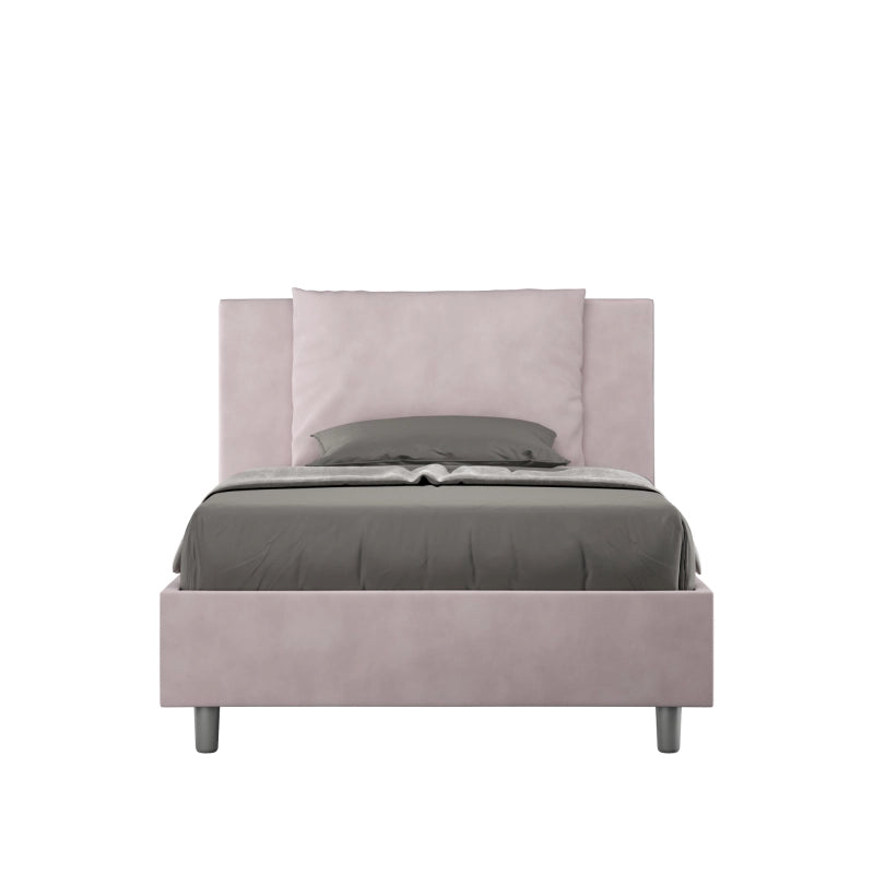 Letto imbottito 1 piazza e mezza 120x190 cm Antea - Contenitore,Glicine,Microfibra