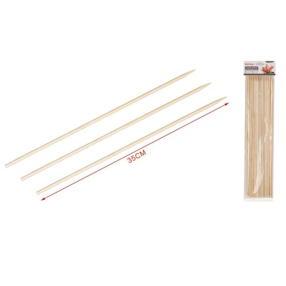 Trade Shop - Set 36pz Spiedini Di Legno Bambù Da 5.0x35cm Per Frutta Antipasti Carne 5404246 -
