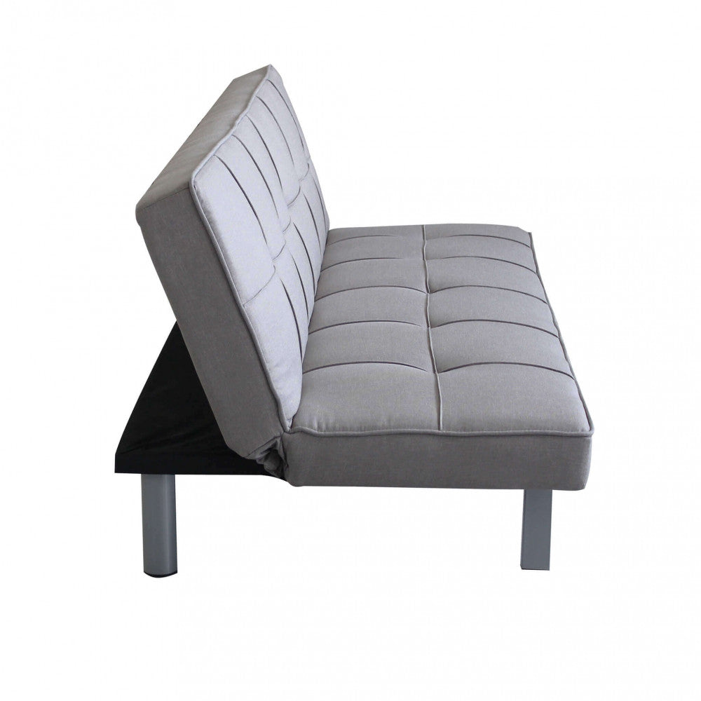 Divano Letto Aaron 178x80x71 cm in Tessuto Grigio