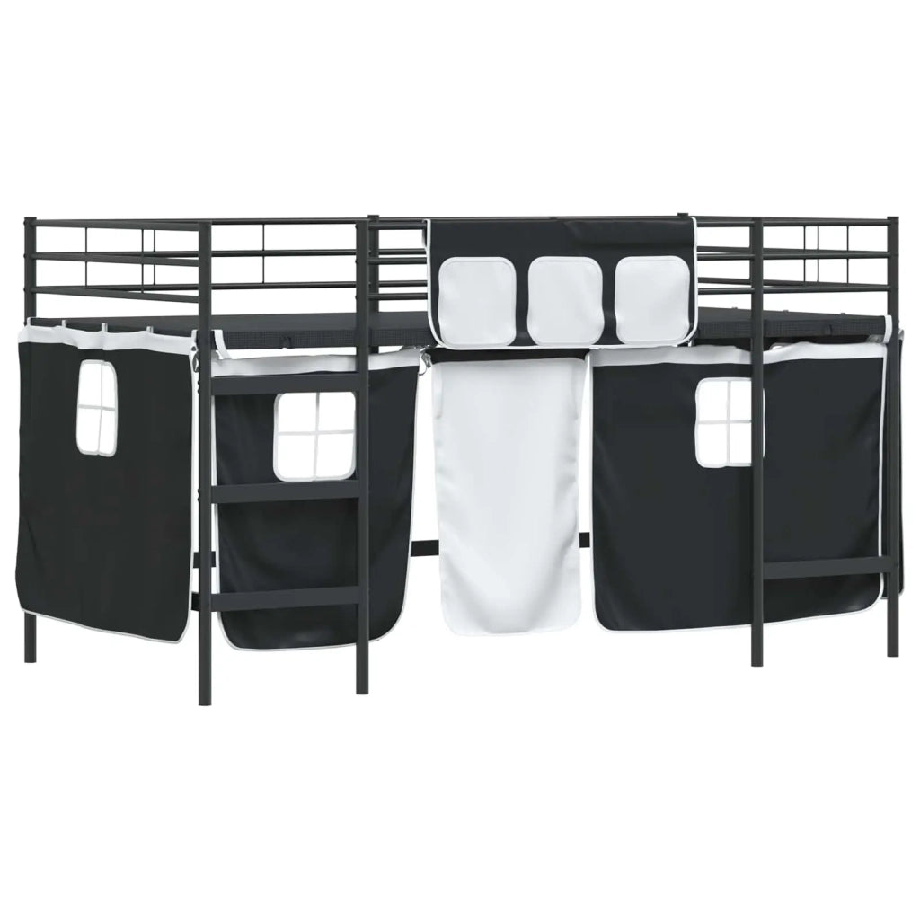 Struttura del Letto Loft per Bambini | Letto Infantile | Lettino con Tendine Nero