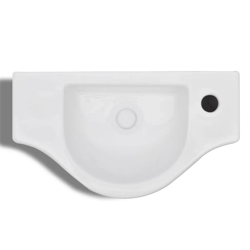 Lavandino Bagno in Ceramica con Foro per Rubinetto Bianco cod mxl 52591