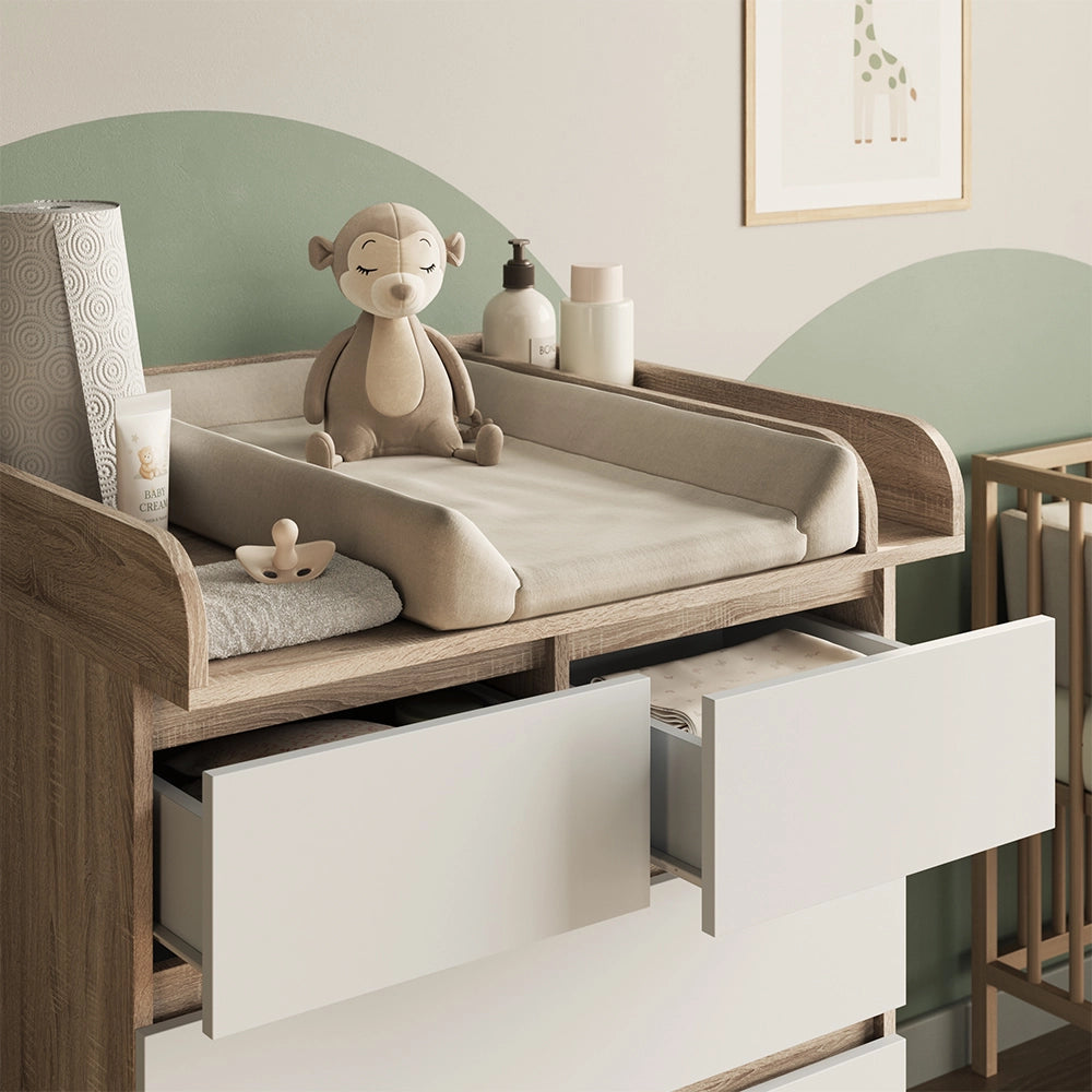 Vicco Fasciatoio Sonoma/Bianco 80 x 110.2 cm con 5 cassetti