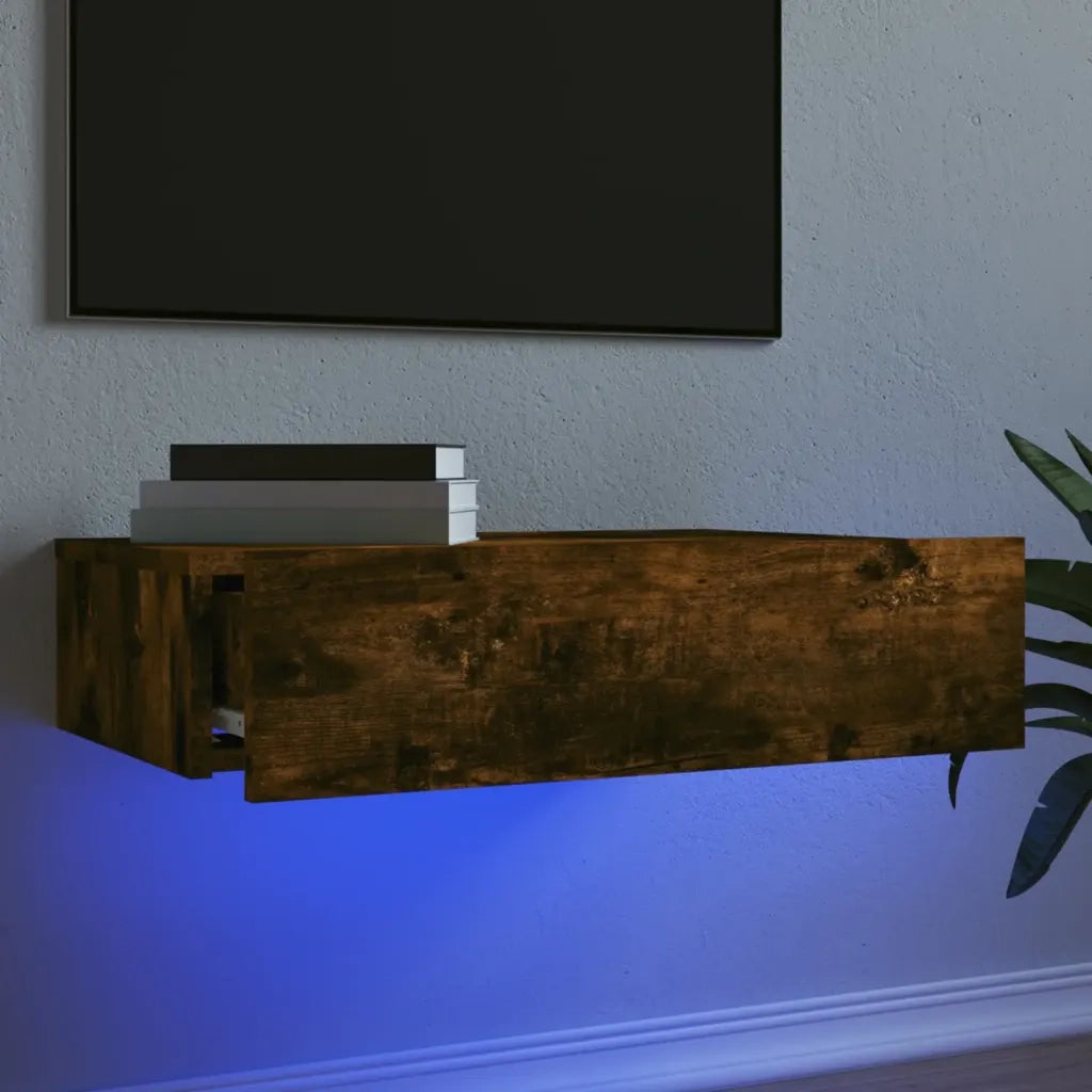 Mobile Porta TV con Luci LED-Mobile per TV-Credenza TV Rovere Fumo 60x35x15,5 cm
