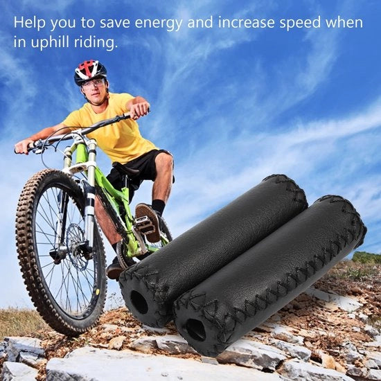 Accessori per bicicletta - Manubrio in pelle artificiale - Grip ergonomico - Antiscivolo - Nero/Caffè - Maggiore sicurezza - Manubri per bicicletta