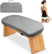 Banco di Meditazione in Bamboo Raccoglievole con Cuscino Comodo - Sedia Ergonomica con Schienale e Sedia per Meditazione e Preghiera - Ideale per Yoga e Esterno