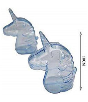 12pz Bomboniera Bomboniere Scatolina Unicorno Azzurro Trasparente Plastica Portaconfetti         