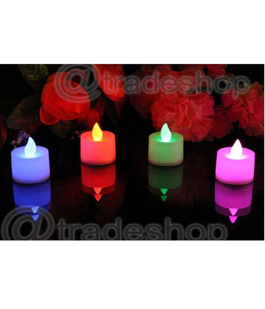 12pz Candela Candele A Led Rgb Lampada Cambia Luce Multicolore Batteria Inclusa         