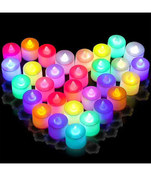 12pz Candela Candele A Led Rgb Lampada Cambia Luce Multicolore Batteria Inclusa         
