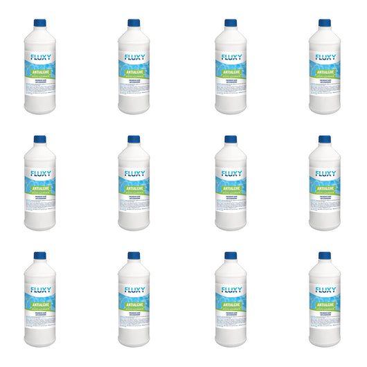 ANTIALGHE LIQUIDO X PISCINE UNIVERSALE AZZURRANTE 1KG NON SCHIUMOGENO 12PZ FLUXY