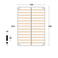 Rete ortopedica 120X190 13 doghe in betulla con 4 piedi |100% MADE IN ITALY| struttura in acciaio anti cigolio, angoli anti infortunistici, altezza 34 cm