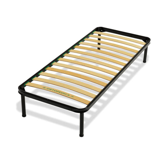 Rete ortopedica 80X190 13 doghe in betulla con 4 piedi |100% MADE IN ITALY| struttura in acciaio anti cigolio, angoli anti infortunistici, altezza 34 cm