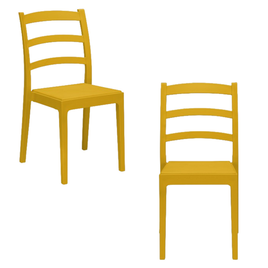 Set 2 Sedie in polipropilene REA, MADE IN ITALY, impilabile, resistente ai raggi UV, design classico, ideale per sala da pranzo, cucina, sala d’attesa, bar, ristoranti o giardino, colore Senape