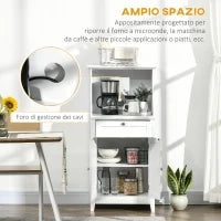 Mobile Cucina per Microonde con Cassetto e Armadietto 2 Ante, 60x40x122.5 cm, Bianco
