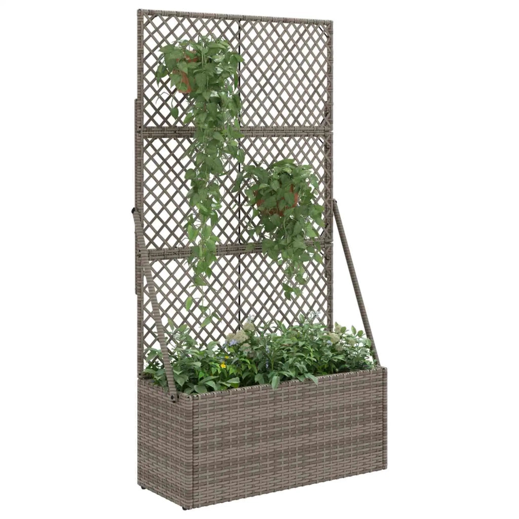 Vaso da Giardino con Trellis Grigio 70 x 30 x 135 cm polyrattan 42026883