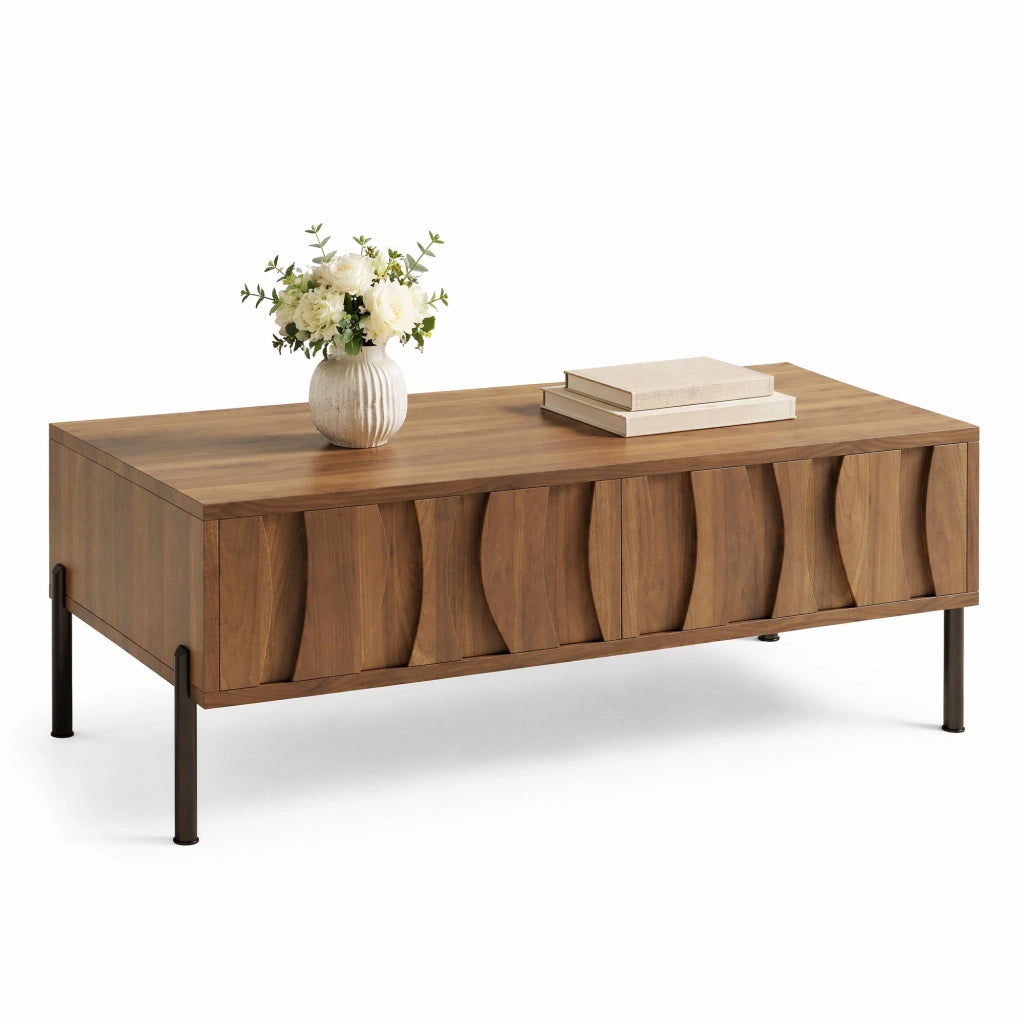 TAVOLINO da salotto 105x55x41 cm Naturale in MDF e pannello truciolare