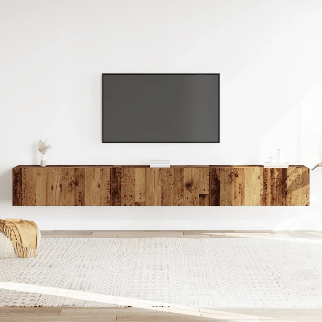 Set Mobile TV 3 pz Montato a Parete Legno Antico in Truciolato 3329203