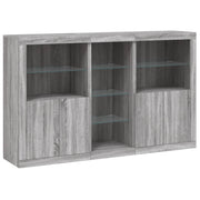 Buffet credenza cassettiera armadio mobile contenitore organizer per cucina soggiorno salotto con luci LED Sonoma 162 x 37 x 100 cm grigio 02_0030055