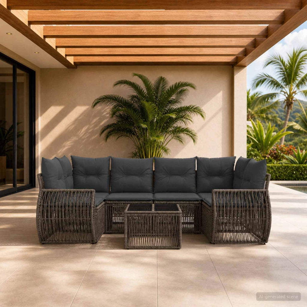 Set Divano da Giardino 7 pz Grigio polyrattan 3435353