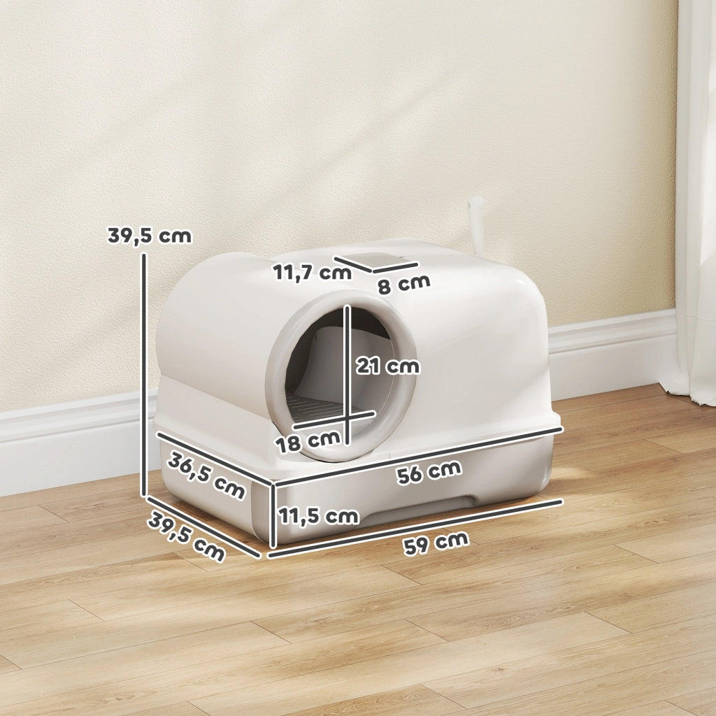 Casetta per gatti con vassoio estraibile e coperchio ¨C zephmum ¨C 59x39.5x39.5cm bianco e grigio