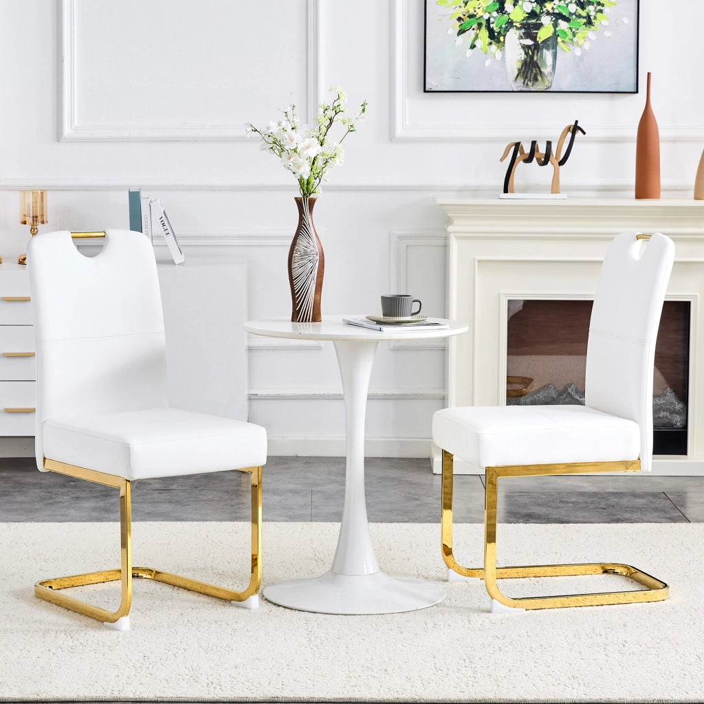 Sedia da Pranzo con Schienale Ergonomico e Piedini Antiscivolo in PU Bianco Moderno