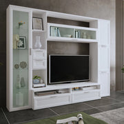 Mobile Soggiorno Carenno, Parete Attrezzata Modulabile, Bianco