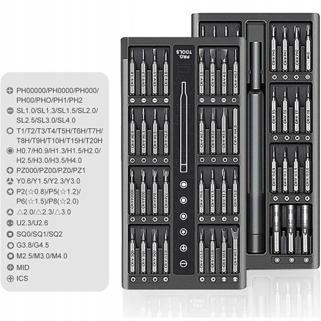 Set di Cacciaviti di Precisione 63 in 1 – Acciaio S-2, Magnetico | 62 Punte, Manico Ergonomico