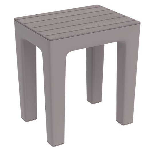 Sgabello bagno woody multiuso effetto legno l38xp29xh41,5cm tortora in pp