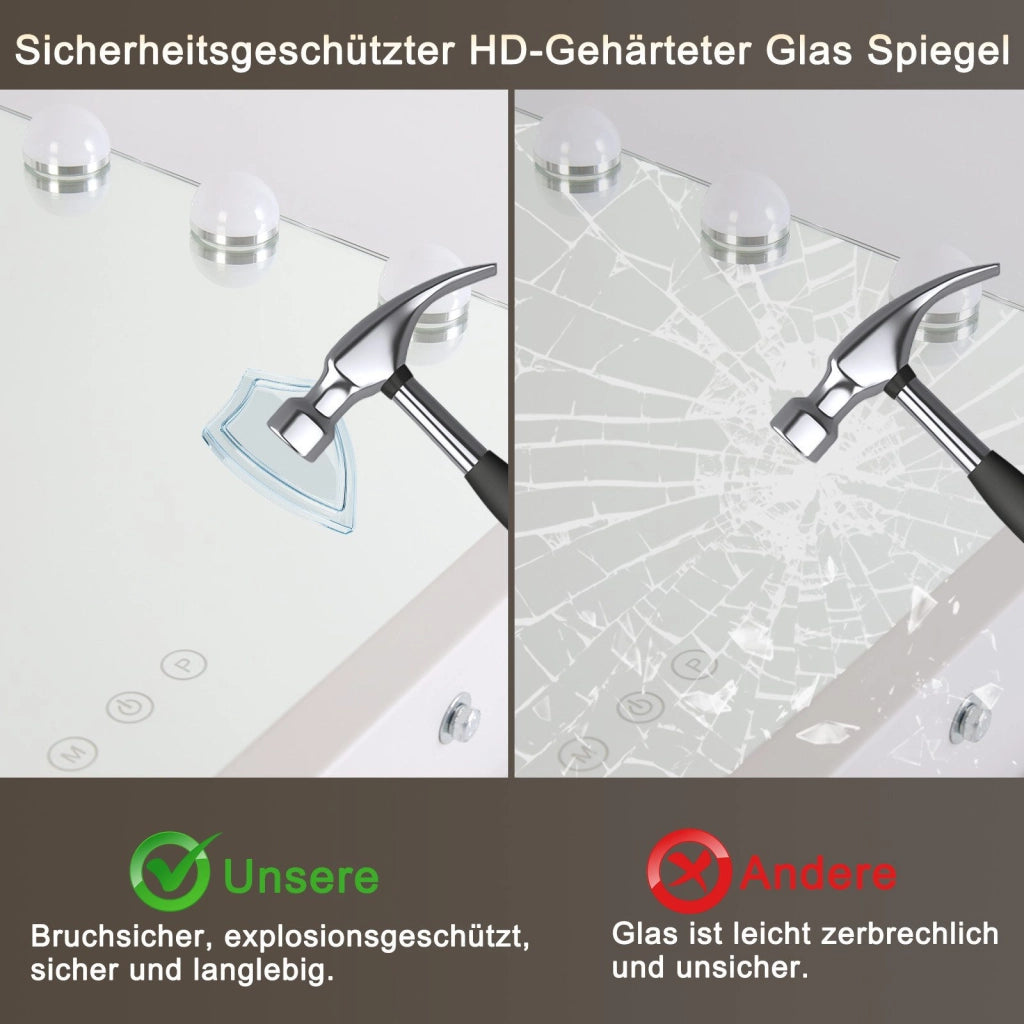 ZMH Specchietto da Trucco Hollywood con Luci LED 14 Diodi USB 50x40 cm 3 Modalità Touch Dimmabile Specchio da Toeletta