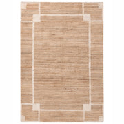 Tappeto beige chiaro in juta 160 x 230 cm con motivo rettangolare intrecciato in stile rustico per soggiorno e camera da letto