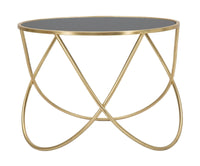 Tavolinetto Ring Ø60x45 cm in Ferro MDF e Specchio Nero e Oro