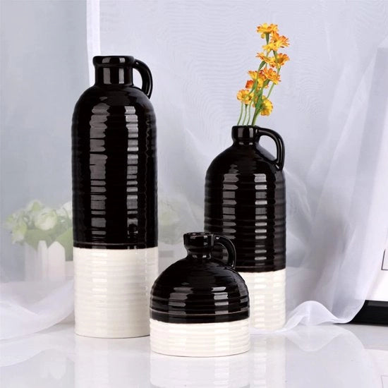 Set di vasi ceramici da 3 decor moderni per campagna con vasi ceramici neri e bianchi decorazione ceramica fiori artificiali vasi moderni per soggiorno tavola centro tavola decorazione per camino