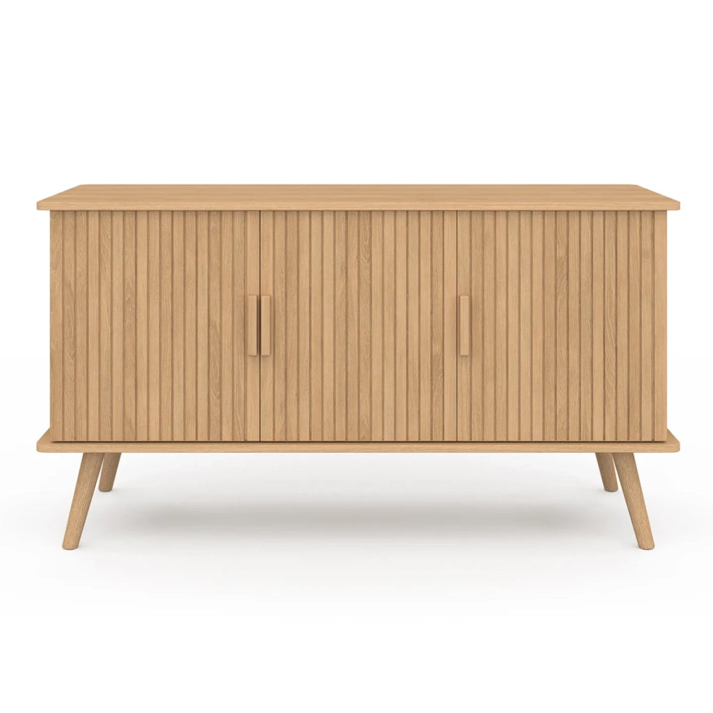 IDMarket - Aparador de 3 puertas JULIETTE efecto listones 110 cm