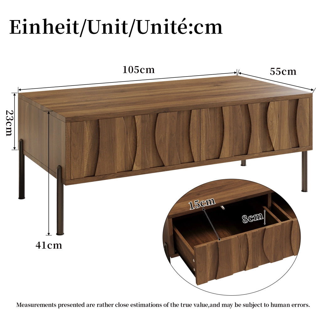 Set di Mobili da Soggiorno con 1 Mobile TV e 1 Tavolino da Caff??; Contenimento; Stile Wabi-Sabi; MDF; Legno Naturale