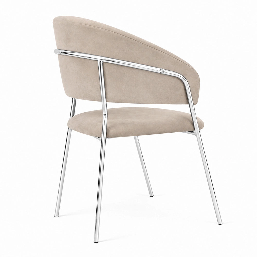 Set da 4 sedie Aurelia in velluto grigio tortora con gambe in ferro cromato