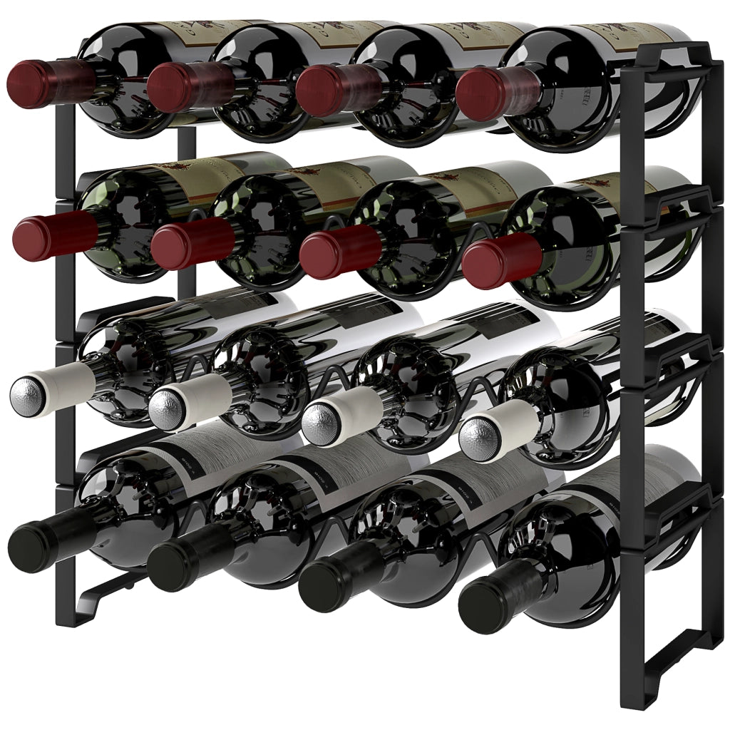 Portabottiglie a 4 livelli in metallo ¨C zephmum ¨C nero, 42.5x16.5x41 cm