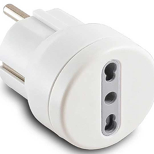 ADATTATORE SEMPLICE SCHUKO/BIVALENTE 10 A spina schuko 2P+T - presa 10/16A 2P+T