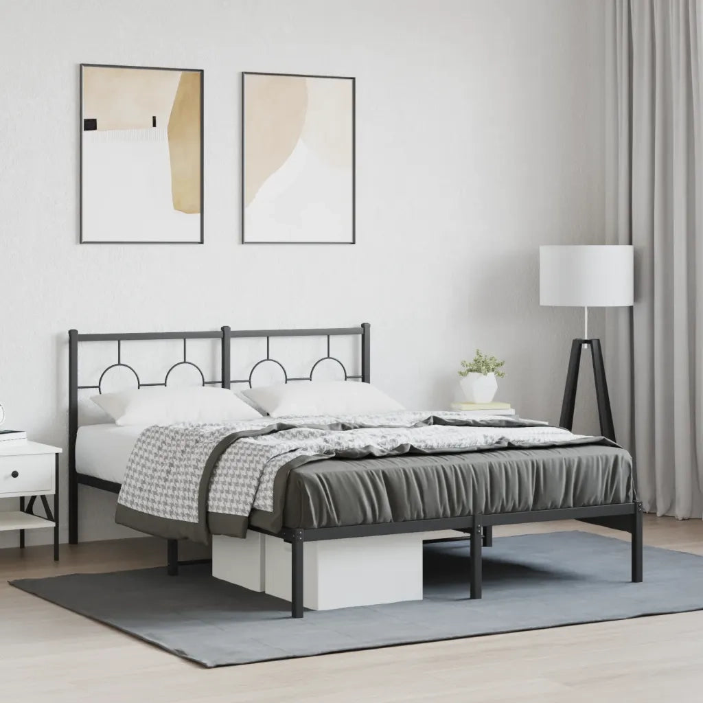 Letto matrimoniale | Letto per adulti | Giroletto con Testiera in Metallo Nero 140x190 cm