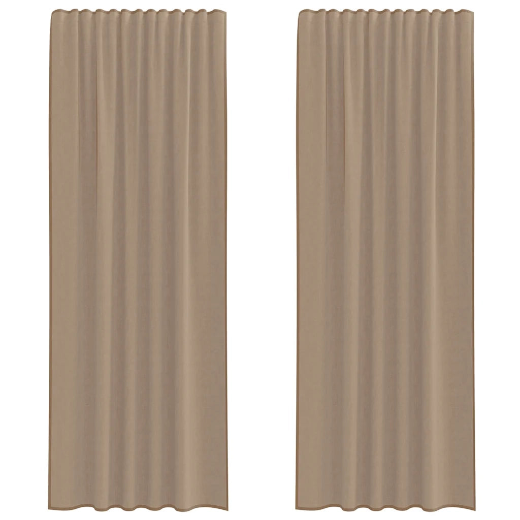 vidaXL Tende in Voile con Tasche per Aste 2 pz Marrone Chiaro