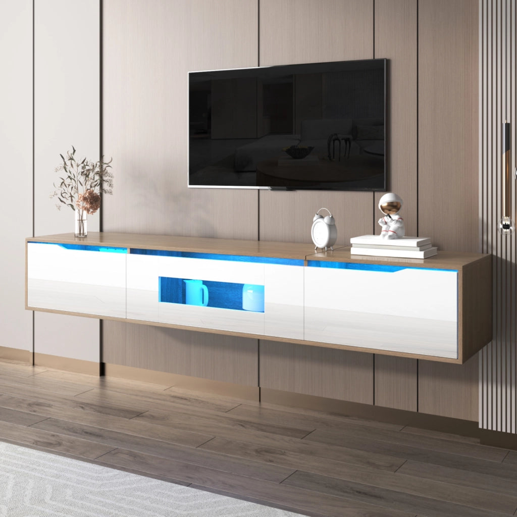 Mobile TV 180x35x30 cm; illuminazione LED a 16 colori; pannello truciolare; bianco