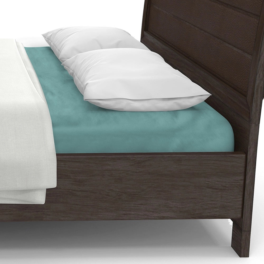 Lenzuolo letto sotto con angoli 100% puro cotone Made in Italy tinta unita Verde acqua - 1 Piazza maxi