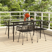 Set da Pranzo da Giardino 5 pz Nero in Polyrattan cod mxl 35456