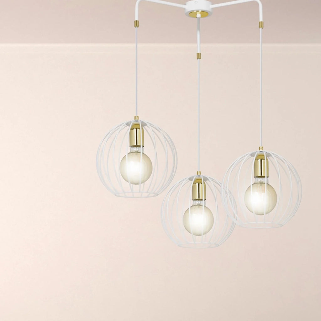 Lampadario Contemporaneo Omoikane Acciaio Bianco 3 Luci E27 Ip20