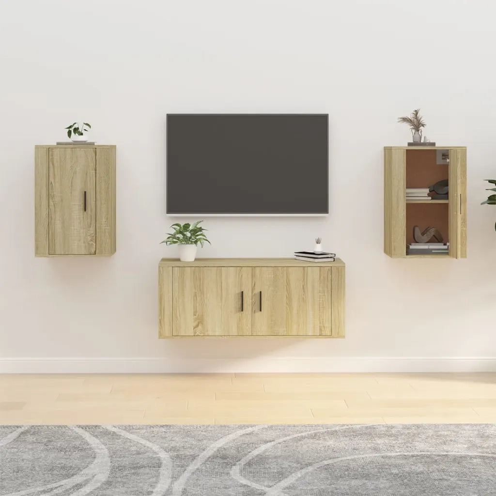 Mobili Porta TV a Parete 2 pz-Set di 2 Credenza per TV sospesa Rovere Sonoma 40x34,5x60 cm