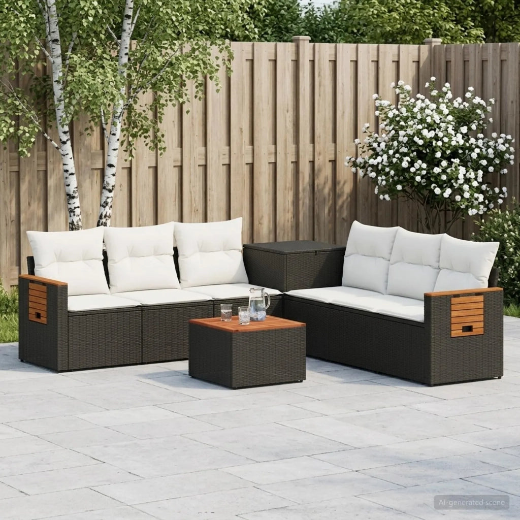 Set di divani 8 pz Nero e Bianco Crema 3448585