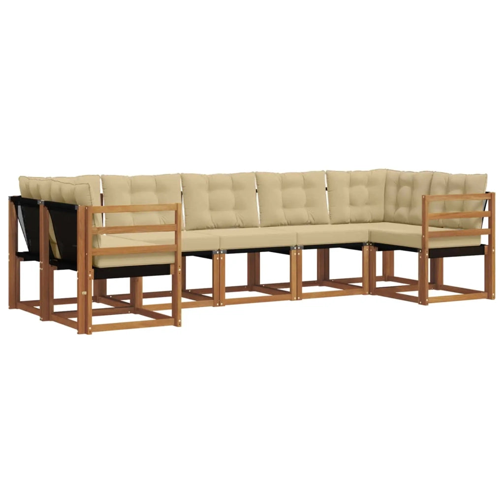 Set di divani da esterno con cuscino 7 pcs Naturale e Beige
