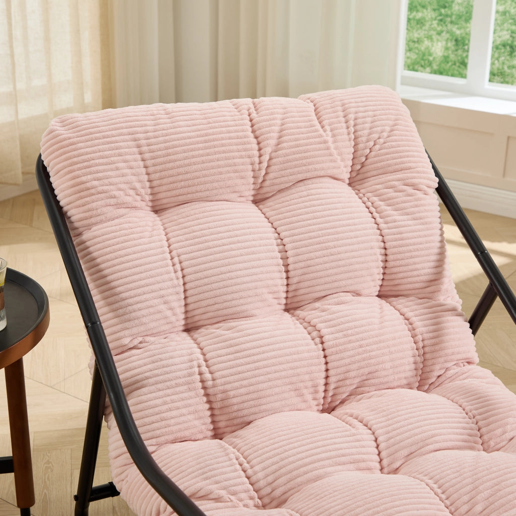 Sedia a Dondolo da Giardino Dondolio Regolabile con Cuscino Spesso e Corda di Sicurezza in Acciaio Rosa 75 cm
