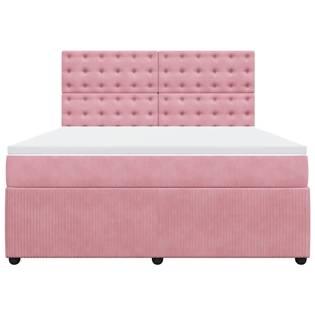 Giroletto a Molle con Materasso Rosa 180x200 cm in Velluto