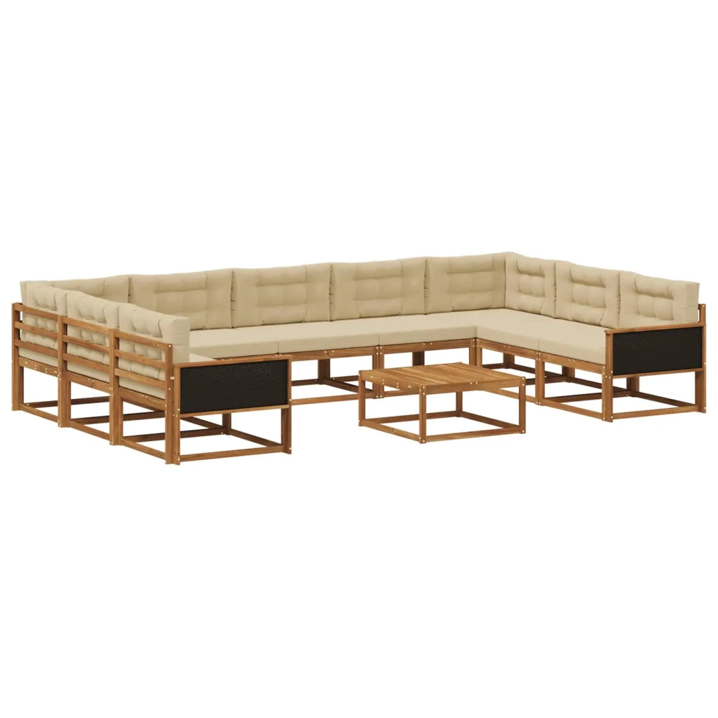 Set di divani da esterno con cuscino 10 pcs Naturale e Beige 3382896