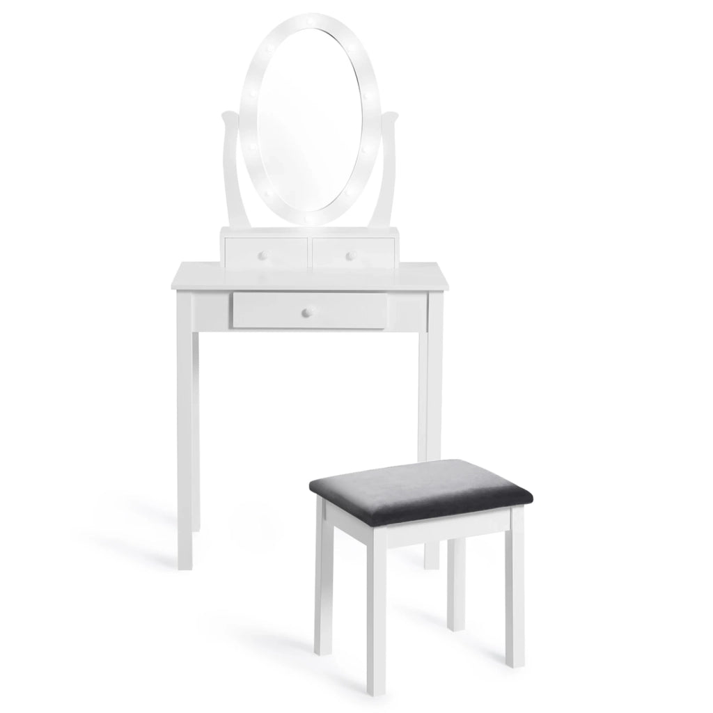 IDMarket - Toeletta con specchio LED e sgabello BELLA