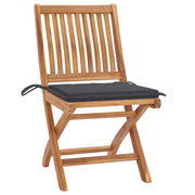 Sedie da Giardino Pieghevoli con Cuscini 4 pz Massello di Teak 3072807